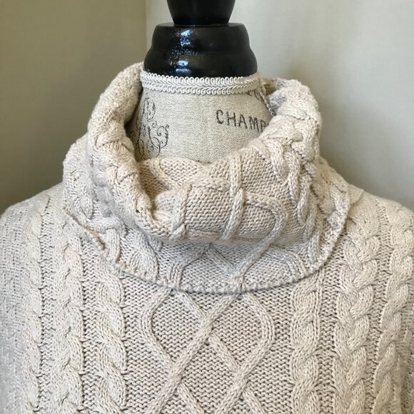 Burgess Cable Knit Fisherman Sweater Womens Small Cream Turtleneck Long Sleeve - Picture 4 of 12